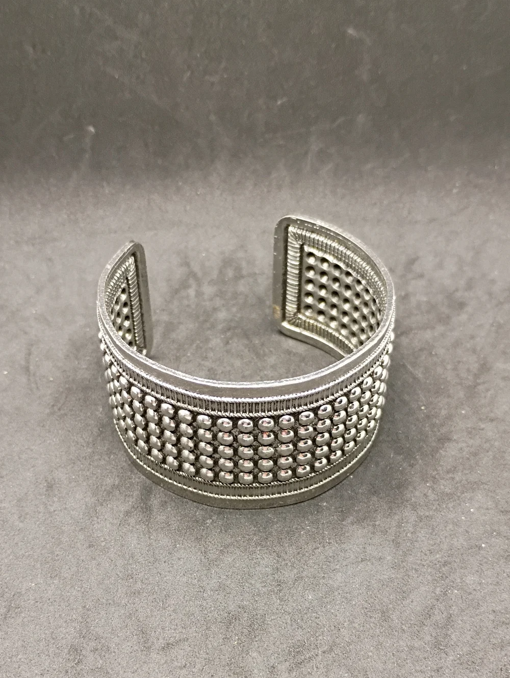 Silver Tone Textured Cuff Bracelet